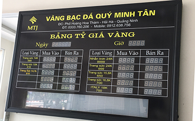 Bảng tỷ giá vàng Minh Tân Hà Cối